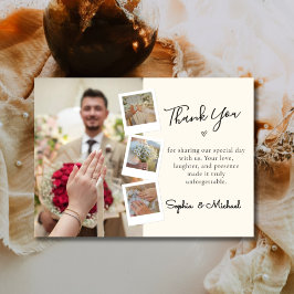 Cartão De Agradecimento Elegant Wedding Thank You Photo Collage