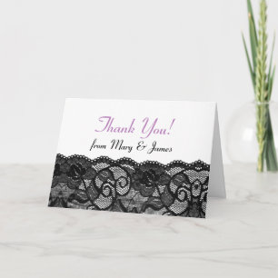 Cartão De Agradecimento Elegant Wedding Thank You Vintage Black Lace Plum