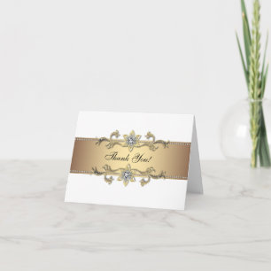 Cartão De Agradecimento Elegant White and Gold Thank You Cards