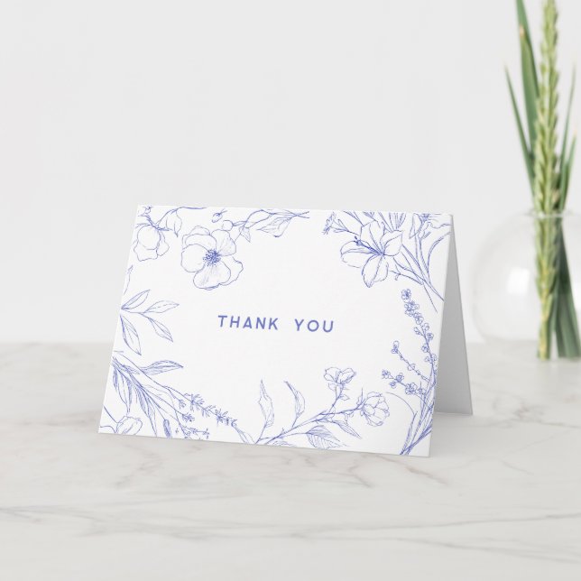 Cartão De Agradecimento Elegant Wildflower Floral Folded Thank You Card (Frente)