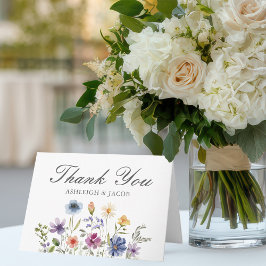 Cartão De Agradecimento Elegant Wildflower Spring Wedding Personalized