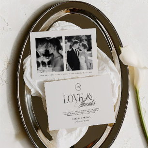 Cartão De Agradecimento Elegante Amor & Agradecimentos 2 Fotos Casamento