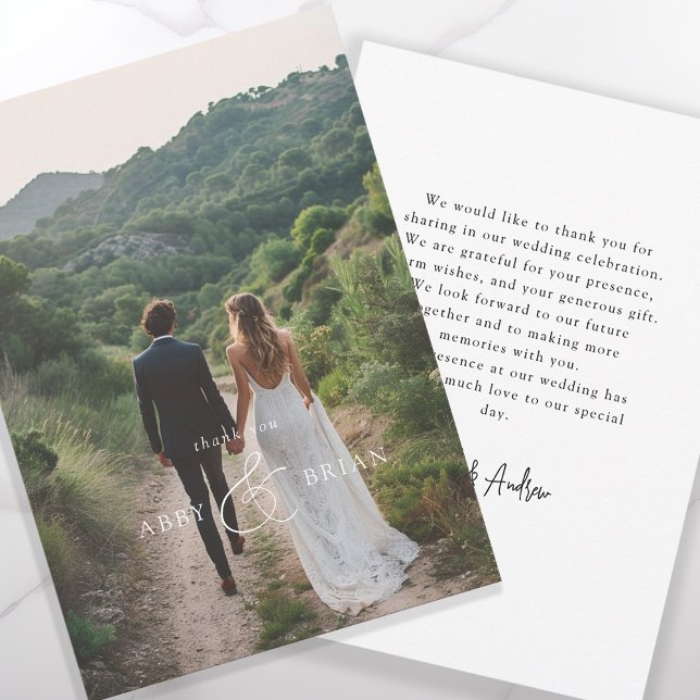 Cartão De Agradecimento Elegante, ampersand, fonte de script, 1 Foto (Criador carregado)