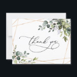 Cartão De Agradecimento Elegante Aquarela Eucalyptus Greenery Dourado<br><div class="desc">Projetado para coordenar com a nossa coleção de casamento Dourada Boho Greenery,  este Cartões de agradecimentos plano personalizável apresenta folhas com cores aquáticas misturadas com fontes serif clássicas em preto para uma mensagem opcional no verso. Itens correspondentes disponíveis.</div>