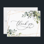 Cartão De Agradecimento Elegante Aquarela Eucalyptus Greenery Dourado<br><div class="desc">Projetado para coordenar com a nossa coleção de casamento Dourada Boho Greenery,  este Cartões de agradecimentos plano personalizável apresenta folhas com cores aquáticas misturadas com fontes serif clássicas em preto para uma mensagem opcional no verso. Itens correspondentes disponíveis.</div>