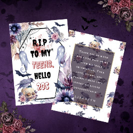 Cartão De Agradecimento Elegante aquarela halloween rip 20 aniversário adu