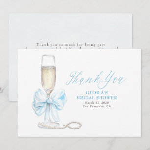 Cartão De Agradecimento Elegante Arco Azul Prosecco Bridal Shower Agradeci