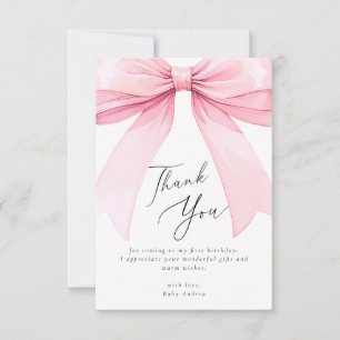 Cartão De Agradecimento Elegante Arco de Coquete Pink Primeiro Aniversário