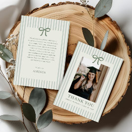 Cartão De Agradecimento Elegante Arco Verde Listrado Foto Graduação