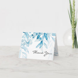Cartão de Agradecimento Elegante Azul de Arte Flor