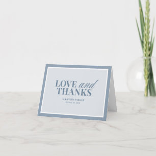Cartão De Agradecimento Elegante Azul Poeirento   Casamento Clássico Luxo