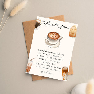Cartão De Agradecimento Elegante Baby está criando chá de fraldas de café