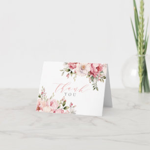Cartão De Agradecimento Elegante Bebê Rosa Em Flor Menina Chuvada de Bebê