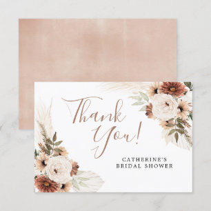 Cartão de Agradecimento Elegante Bege Boho Grama P