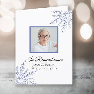 Cartão De Agradecimento Elegante Blue Winter Snowflakes Simpatia Funeral