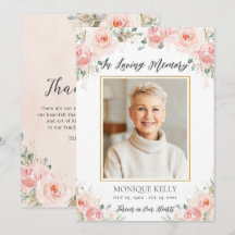 Elegante Blush Floral Foto Floral Rosa Memorial Fu
