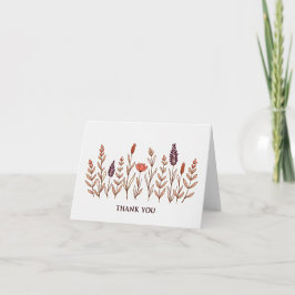 Cartão De Agradecimento Elegante Boho Casamento de Flores Silvestres Agrad