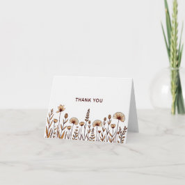 Cartão De Agradecimento Elegante Boho Flor Silvestre Obrigado