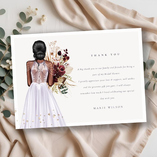 Cartão De Agradecimento Elegante Boho Lilac Wedding Gown Chá de panela (Criador carregado)