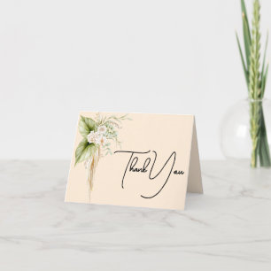 Cartão De Agradecimento Elegante Borda Floral