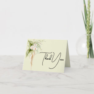 Cartão De Agradecimento Elegante Borda Floral