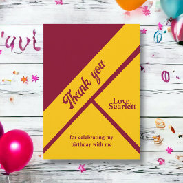 Cartão De Agradecimento Elegante Borgonha E Dourado Aniversário Chic De Lu