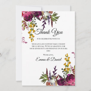 Cartão De Agradecimento Elegante Buquê Floral