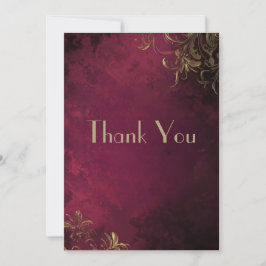 Cartão De Agradecimento Elegante Burgundy e Faux Dourado