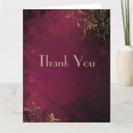 Cartão De Agradecimento Elegante Burgundy e Faux Dourado