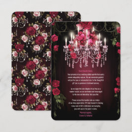 Cartão De Agradecimento Elegante Burgundy Floral Rosas Chandelier Wedes