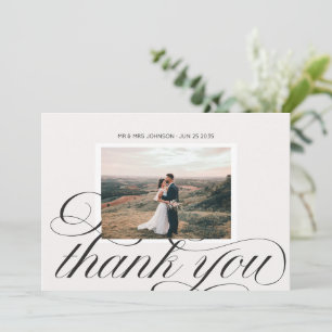 Cartão De Agradecimento Elegante Caligrafia Estilosa Casamento 1 Foto