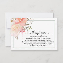 Cartão De Agradecimento Elegante Caligrafia Floral Funeral Obrigado