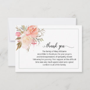 Cartão De Agradecimento Elegante Caligrafia Funeral Floral Obrigado