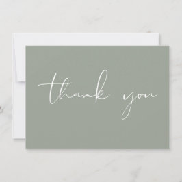 Cartão De Agradecimento Elegante Caligrafia Moderna em Verde Sage