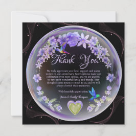 Cartão De Agradecimento Elegante Casal de Aniversário de Casamento Floral 