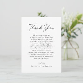 Cartão De Agradecimento Elegante Casamento Clássico em Preto e Branco