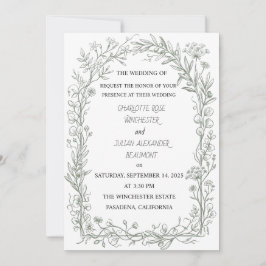 Cartão De Agradecimento Elegante Casamento de Jardim Floral Francês em Ver