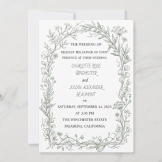 Cartão De Agradecimento Elegante Casamento de Jardim Floral Francês em Ver