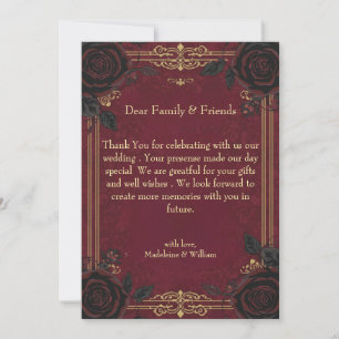Cartão De Agradecimento Elegante Casamento Gótico Romance
