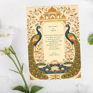 Cartão De Agradecimento Elegante Casamento Indiano Pichwai 