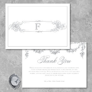 Cartão De Agradecimento Elegante Casamento Vitoriano Cinzeiro Francês Cinz