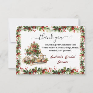 Cartão De Agradecimento Elegante Chá de Noiva com Tema de Natal