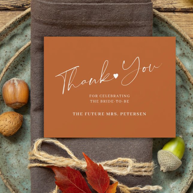 Cartão De Agradecimento Elegante chá de panela terracotta (Criador carregado)