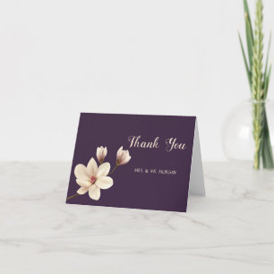 Cartão De Agradecimento Elegante Chic Magnólias Rosas