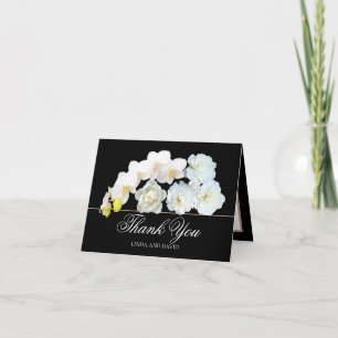 Cartão De Agradecimento Elegante Chic Rosas Orquídeas Peônia Obrigado