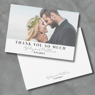 Cartão De Agradecimento Elegante Chic Simples Script Casamento Foto