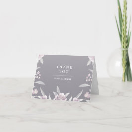 Cartão De Agradecimento Elegante Chinoiserie floral cinza obrigado