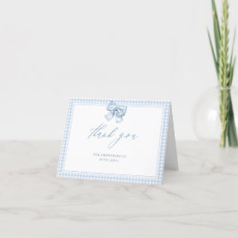 Cartão De Agradecimento Elegante Clasic Gingham Blue Arco Chá de fraldas