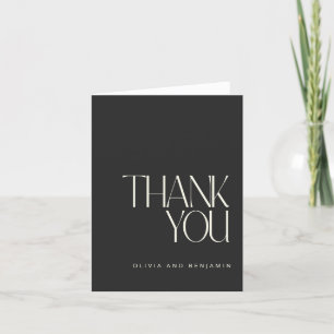 Cartão De Agradecimento Elegante Clássico Preto Simples Moderno Personaliz