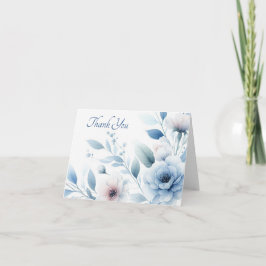 Cartão De Agradecimento Elegante Cobertor Floral Azul